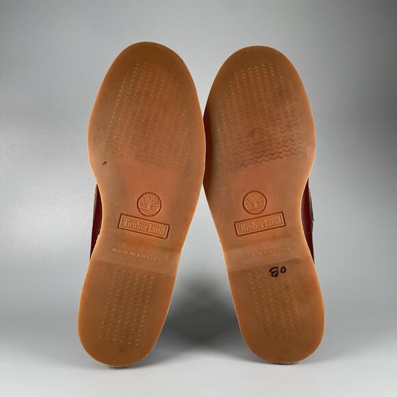 Timberland Men’s 9 Classic Oxblood Burgundy 2 Eye Moc Toe Boat Shoes Casual GUC - Picture 4 of 9